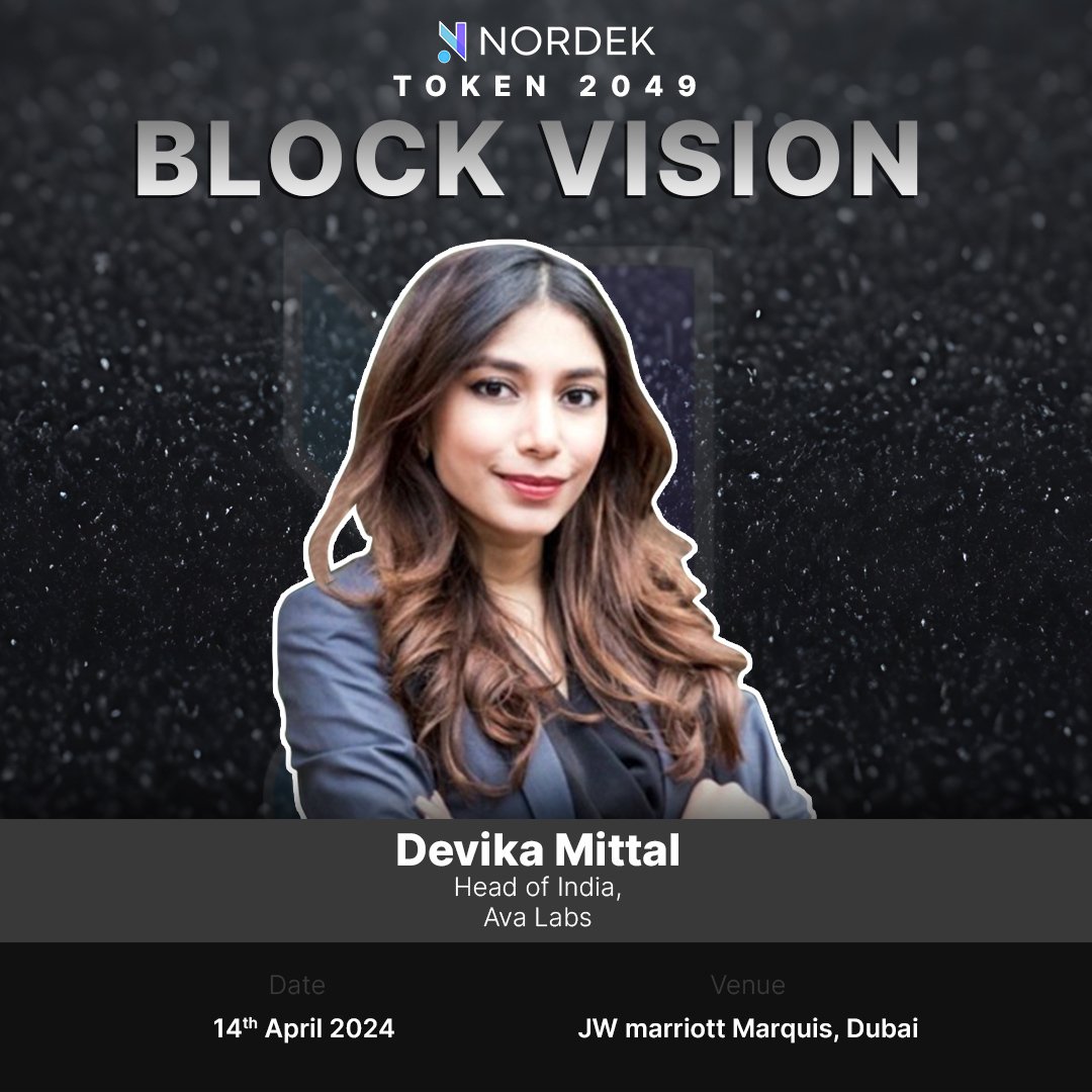 Welcoming our 1st speaker for the BlockVision during #Token2049 Week 🤝🏻 Devika Mittal - @MittalDevika, Head of India - @AvaLabs 🎙️