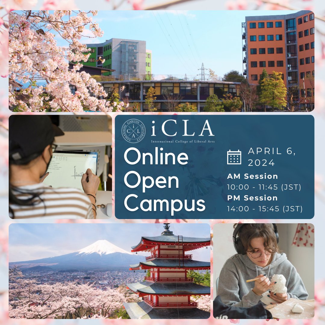 icla_ygu's tweet photo. If you're considering studying at iCLA, be sure to join our Online Open Campus happening on April 6th! 

Register your spot👉 https://t.co/eB0n8Ymcm9

We look forward to seeing everyone there!🌸 https://t.co/6ZF2TTpgZZ