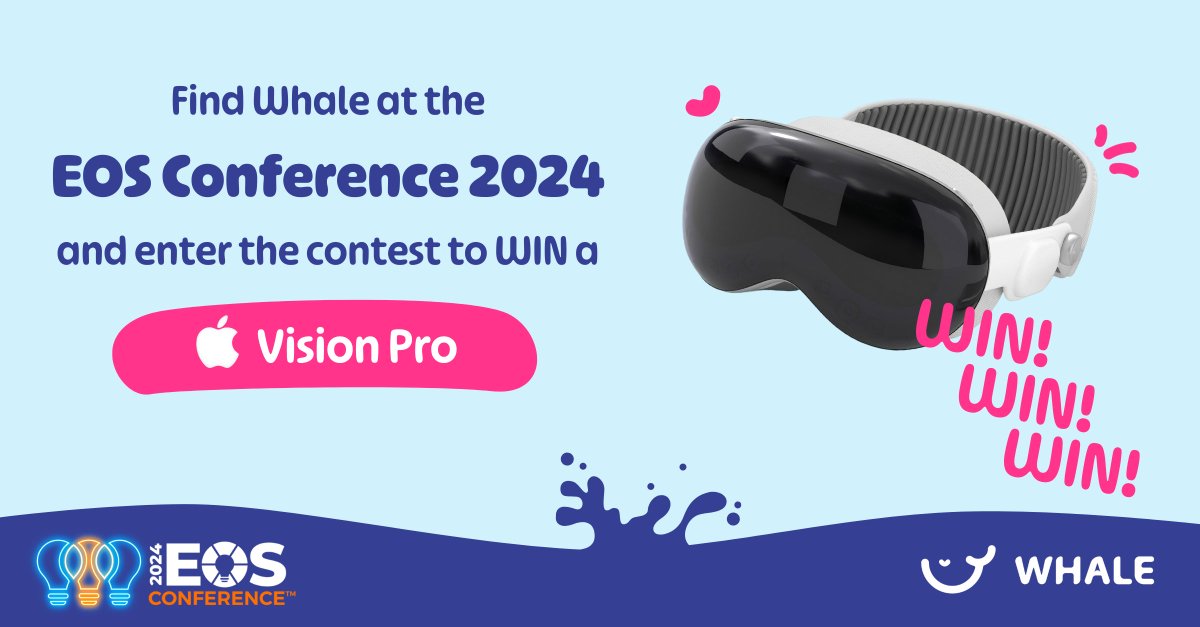 use_whale's tweet image. Catch us live at the @EOSWorldwide Conference in San Diego on the 11th &amp;amp; 12th of April, at booth number 8 and get ready to win big - we&apos;re giving away an Apple Vision Pro (worth $ 3,499) to one lucky winner!  😎🚀

See you there! 😍✨

#usewhale #unlockgrowth #eosconference