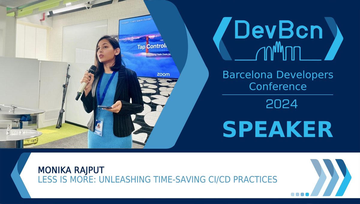 Thrilled to announce Monika Rajput as a speaker at #DevBcn24! Her talk, “Less is More: Unleashing Time-Saving CI/CD Practices”, is essential for developers looking to enhance their CI/CD workflows for better efficiency and productivity. Learn more here: buff.ly/3VslSYp
