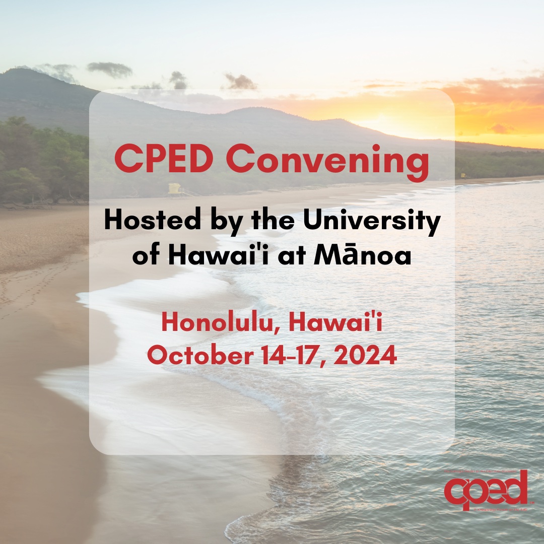 Workshops and Exchanges submissions are open for the CPED Convening in Waikiki! Join us at the Hilton Village, hosted by the University of Hawai'i at Mānoa, from October 14-17. Visit cped.org/convenings-eve… to learn more #CPEDConvening #EducationLeadership