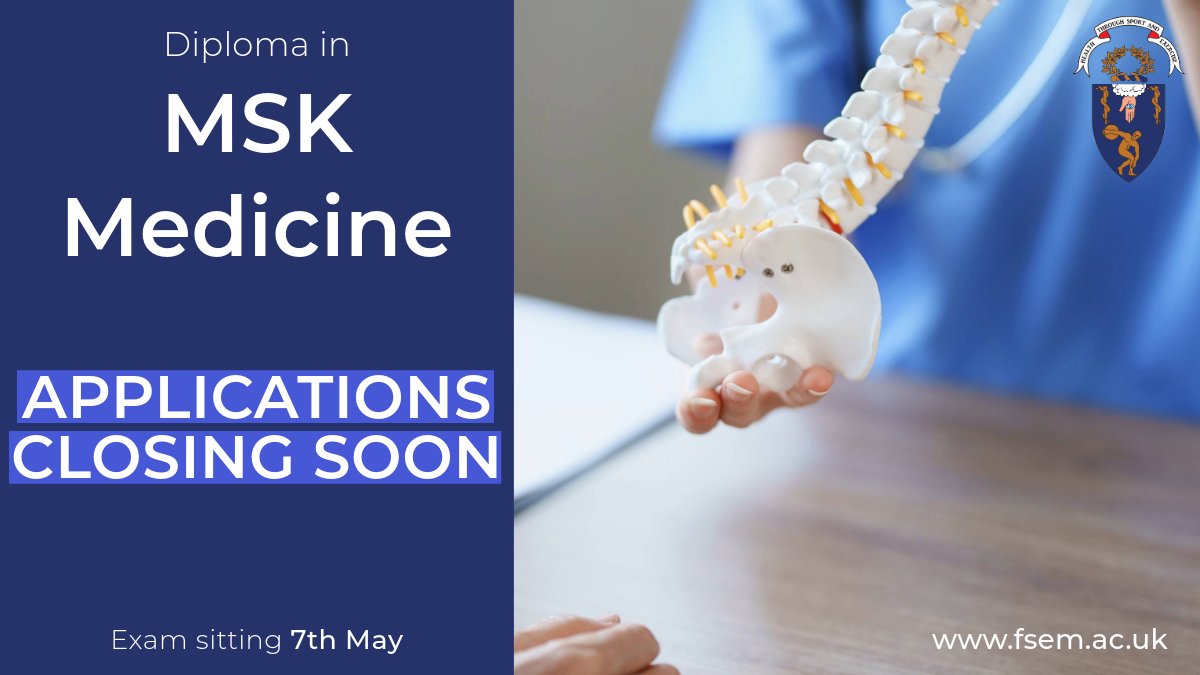Looking to demonstrate your clinical knowledge in MSK Care? Whether you're a GP, physio, AHP or just have a clinical interest in Musculoskeletal Medicine for your profession, this Diploma is right for you! Applications close early next week⬇️ fsem.ac.uk/careers-and-tr…