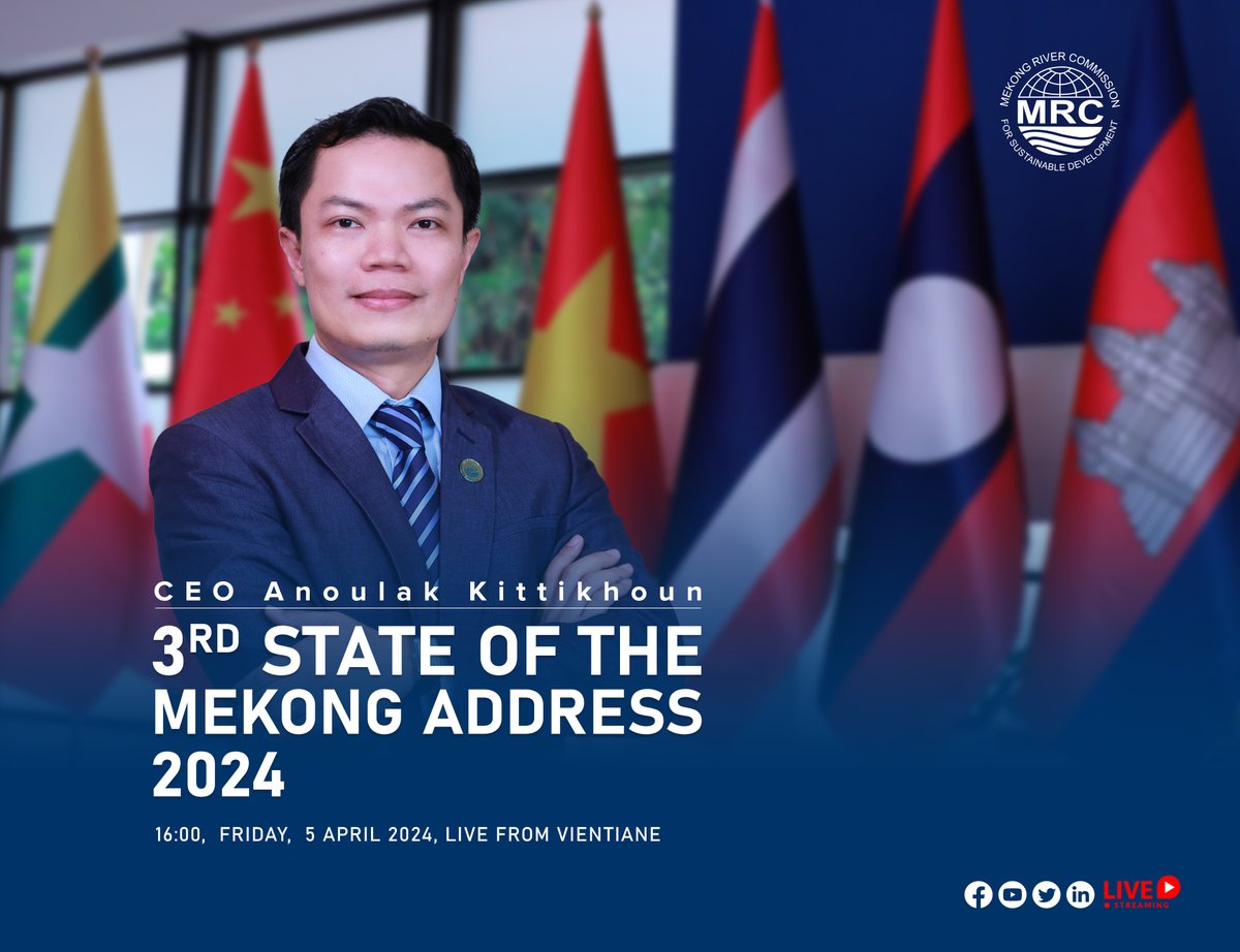 𝟯𝗿𝗱 𝗦𝘁𝗮𝘁𝗲 𝗼𝗳 𝘁𝗵𝗲 𝗠𝗲𝗸𝗼𝗻𝗴 𝗔𝗱𝗱𝗿𝗲𝘀𝘀 Opportunities & challenges are shaping the health of the Mekong River basin. The new wave of infrastructure development, population growth & climate change heighten cooperation among the countries bit.ly/4adyLKh