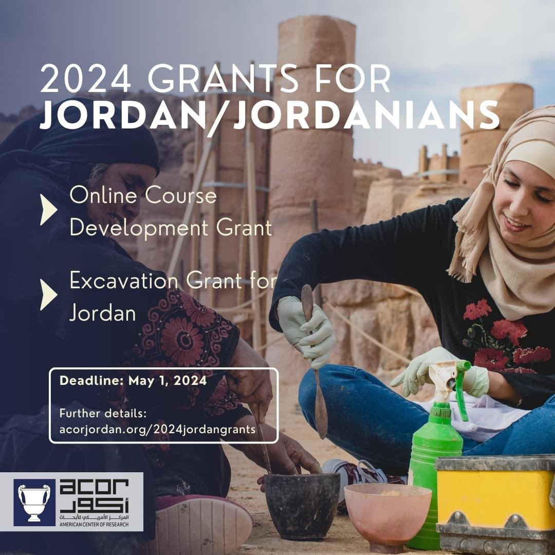 We are pleased to announce the availability of two new #grants for Jordanians working in #Jordan. Further details regarding the scope, amount, eligibility criteria, timing, and application process are available at the link (acorjordan.org/2024jordangran…).