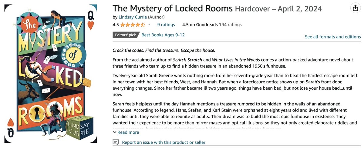 I always encourage supporting indie bookstores whenever possible, but heads up that THE MYSTERY OF LOCKED ROOMS is only $15 on Amazon and that's for a hardback! AND it's an Editors Pick/Best book of the month! Books make great gifts . . . just sayin' 😉 shorturl.at/givOP