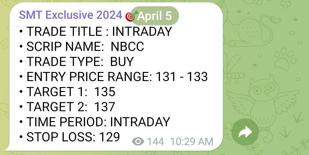 INTRADAY TRADE #NBCC TARGET DONE ✅ GET EQUITY INTRADAY AND SWING TRADES HERE👇🏻 cosmofeed.com/vig/64a2b98a2e…