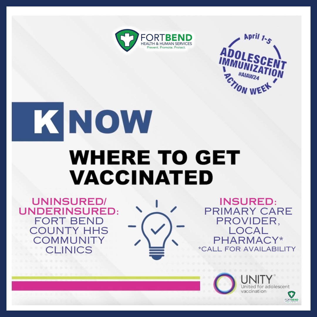 Staying up to date on recommended vaccines helps protect your family and those around you! Take action this Adolescent Immunization Action Week and schedule an appointment to get your adolescent vaccinated.