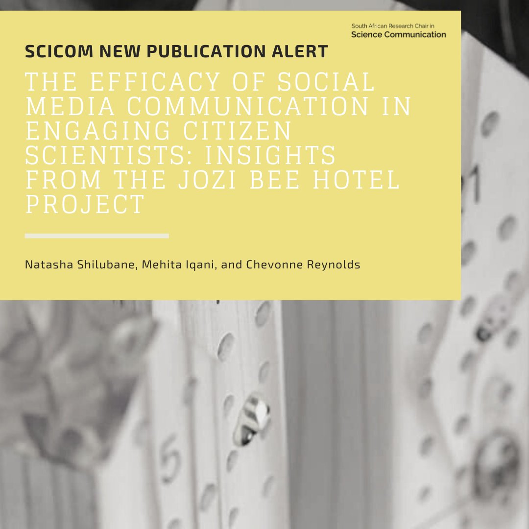 [NEW PUBLICATION] Focusing on @jozibees, @_tasha_01, Profs Iqani & Reynolds investigate how social media influences citizen scientists' involvement in data collection on solitary bee abundance. Read more here: ow.ly/QLJw50R95m6. #Imidibaniso #SciComm | @Sage_Publishing