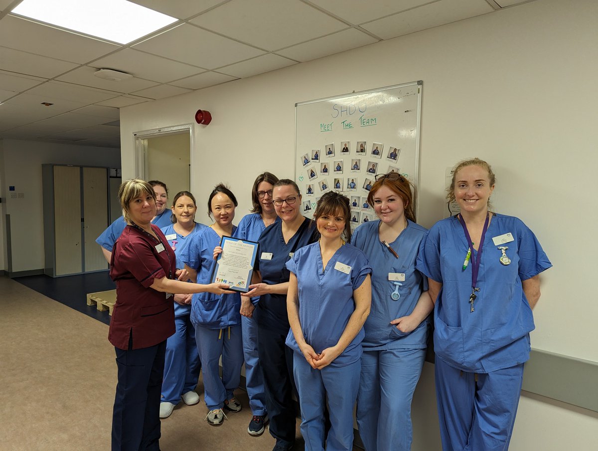 The SHDU team have been recognised for their outstanding teamwork and dedication to maintaining patient centred care in the midst of a number of moves during the ongoing work on site. The team have shown outstanding communication and collaboration with other departments. 👏