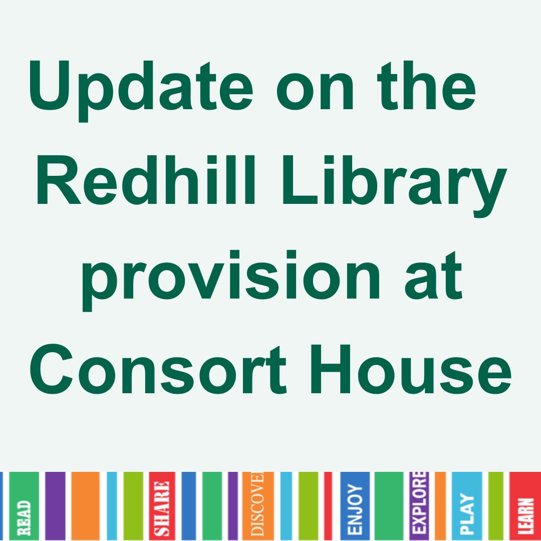 Following on from the temporary closure of Redhill Library due to reinforced autoclaved aerated concrete (RAAC) in the building, we can confirm that we will be extending our service offer at Consort House and will return to our full opening hours from Monday 22/04. (1/6)