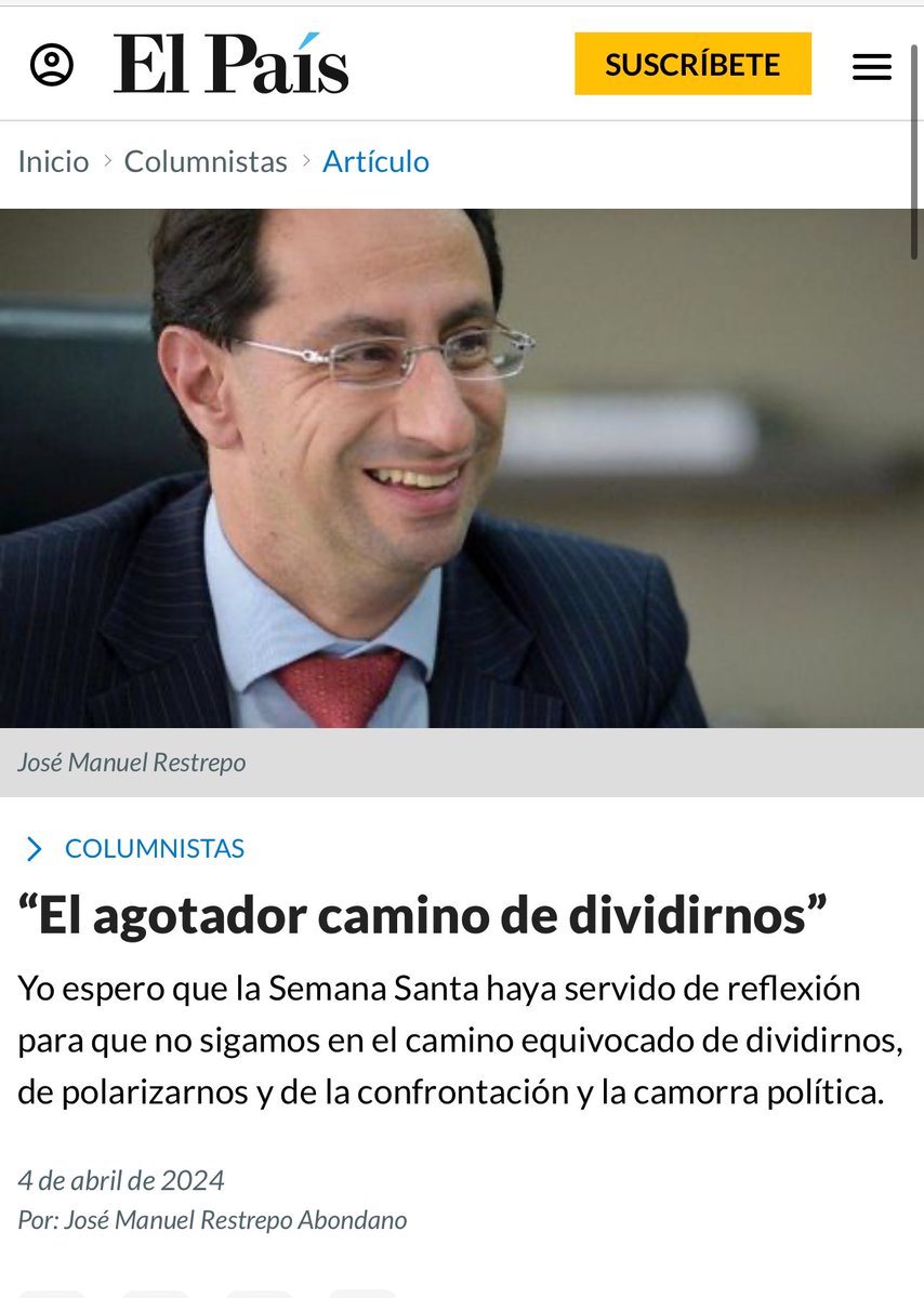 Lo que sucede en el tema de salud y de la reforma es un llamado de atención a no seguir el camino de la polarización, de las mentiras y del populismo. Así poco se logra!! No nos dejemos dividir y no sigamos dividiendo al país en dos o tres. Los colombianos somos capaces de…