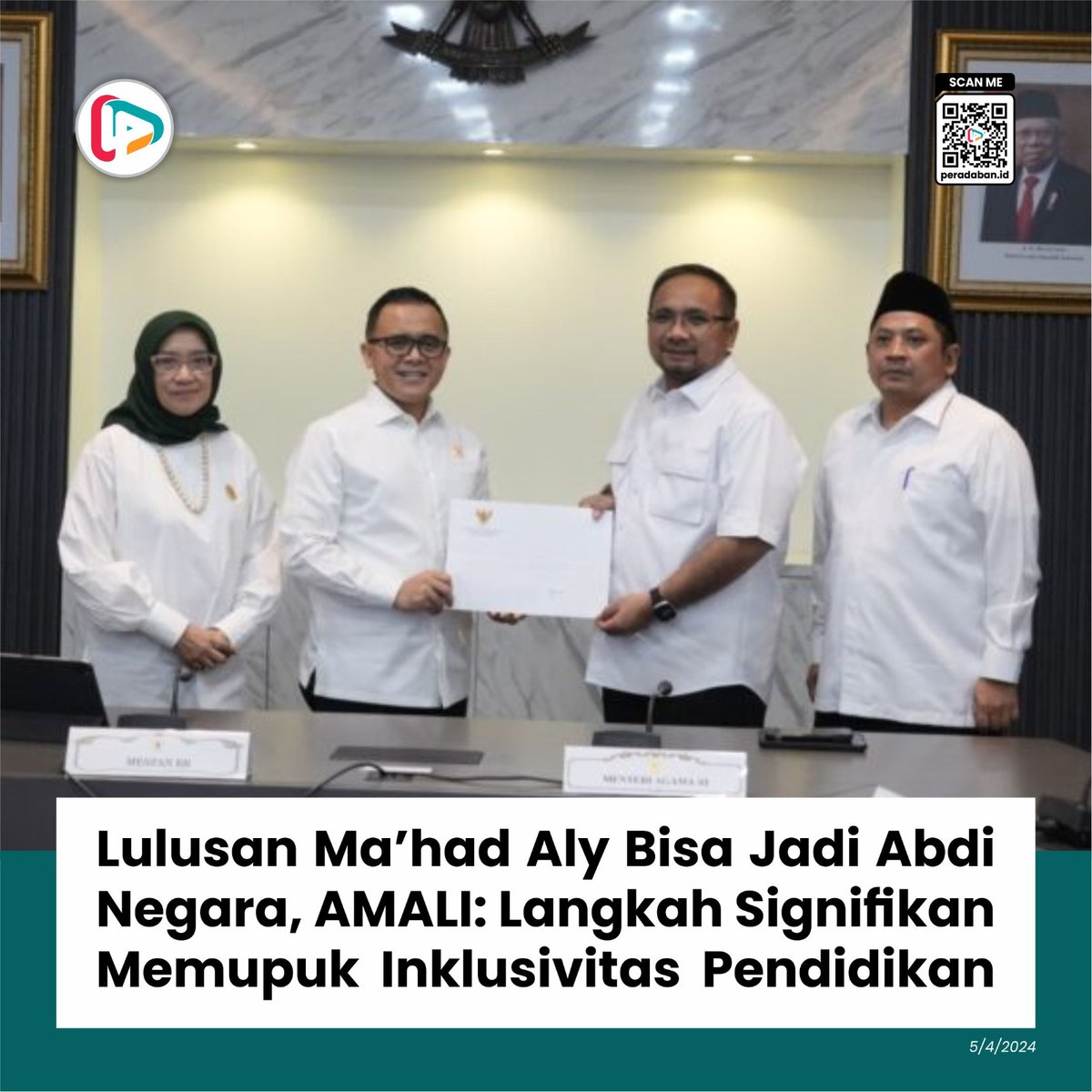 Lulusan Ma’had Aly Bisa Jadi Abdi Negara, AMALI: Langkah Signifikan Memupuk Inklusivitas Pendidikan Termasuk juga sebuah terobosan tuk memperjelas kesungguhan & komitmen pemerintah terhadap kesetaraan pendidikan tinggi agama. @NUgarislucu @irfan_nuruddin peradaban.id/lulusan-mahad-…