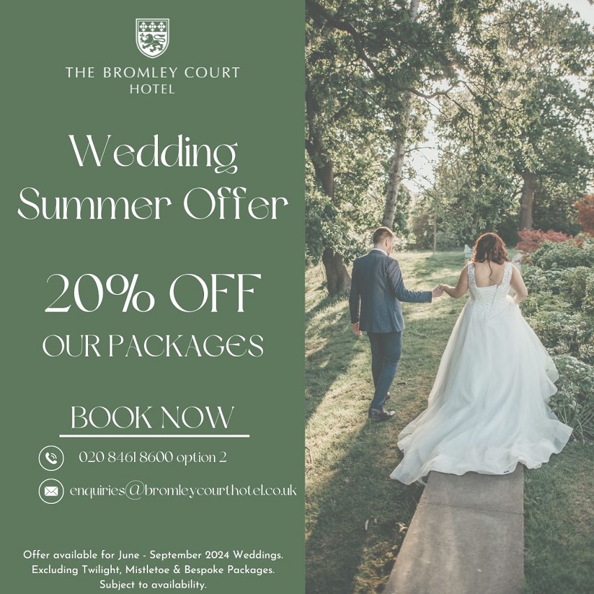 Our friends @thebromleycourt have just announced their summer wedding offer! 20% OFF from June - September (exclusions apply and subject to availability) More here ~ bit.ly/3lxu9p8 #WeddingVenue #Kent #Kentweddings #LGBT #LGBTQ #LGBTQIA #GayFriendly #WeddingVenues