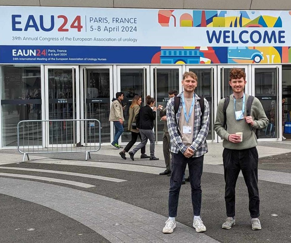 If you're at #EAU24 then be sure to say hello to our @ProstateUK research team members Wes and Alex 👋 They are looking forward to hearing about the latest #prostatecancer research and meeting members of the research community!