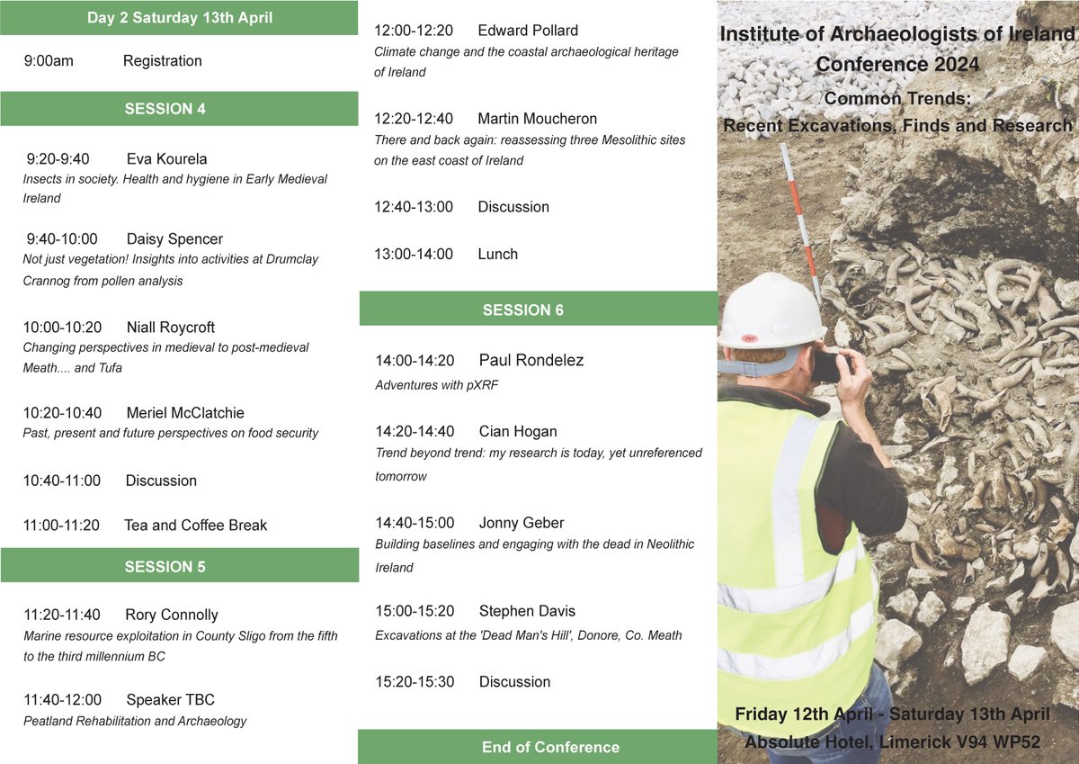 Our colleague Tim Coughlan will be talking at the upcoming @IAIarchaeo coference in Limerick next Saturday 13th April on our involvement with the @BordnaMona Peatlands Rehabilitation project. Tickets available here. #wetlandarchaeology eventbrite.ie/e/institute-of…