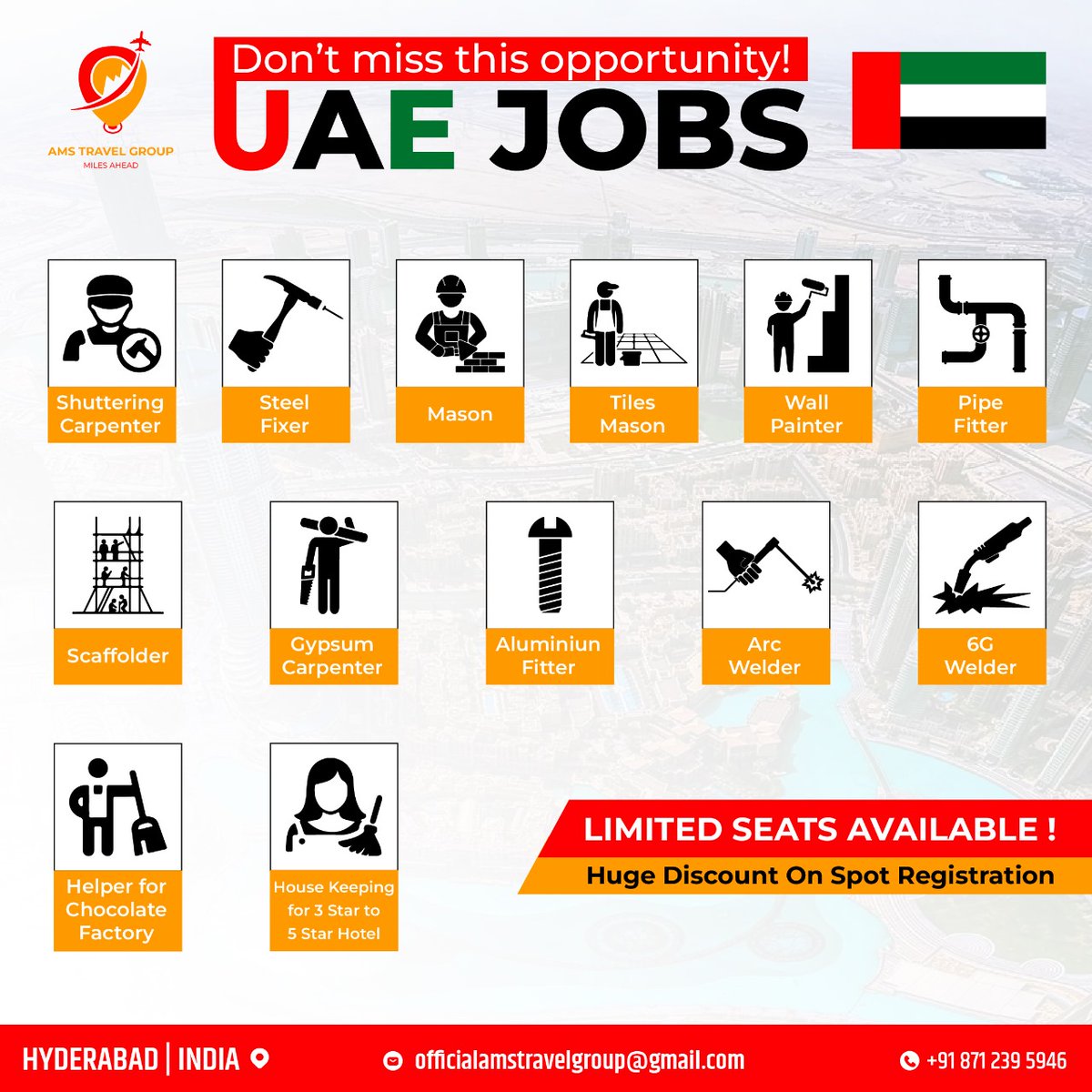 Jobs in UAE... @amstravelgroup Follow for more abroad job Opportunities @amstravelgroup #amstravelgroup #amsoverseas #dubai #uae #jobs #jobsindubai #jobvacancy #carpenterjobs #welderjobs #plumberjobs #housekeepingjobs #trending #viraljobs