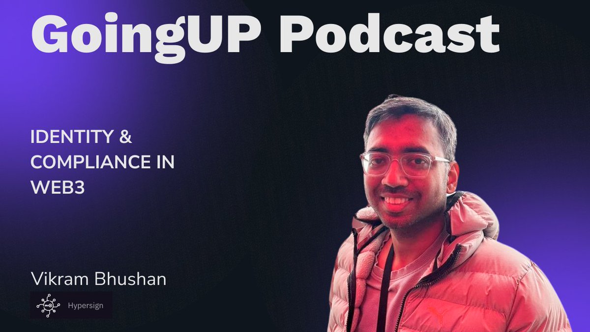 🚀 Dive into digital identity's future with @bhushan_vikram on @GoingupHQ's podcast hosted by @stephsxyz! #Hypersign is redefining security & compliance with DiDs & on-chain #KYC. 🌐 🎧 A must for #RWA enthusiasts! Listen/watch here: goingup.xyz/blog-post/id-c…
