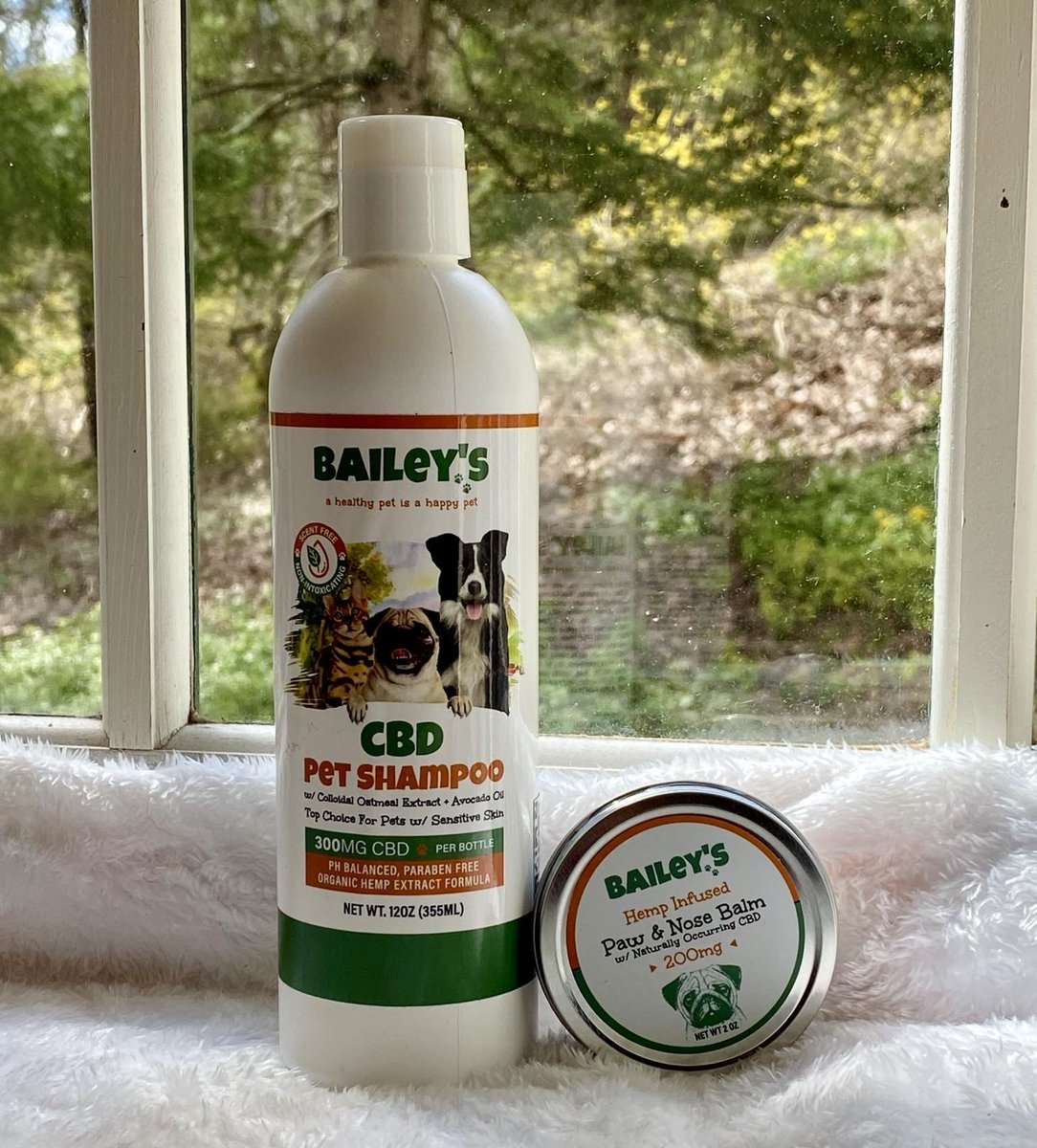 Today's #FreebieFriday giveaway prizes are a @baileyscbd Pet Shampoo and Paw & Nose Balm! Bailey's #CBD topicals are non-toxic & provide relief by interacting directly w/ the endocannabinoid system through receptors on a pet's skin. Visit Pet Age on IG for giveaway details! #pets
