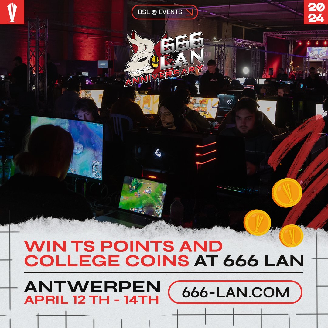 📢 ATTENTION 📢 For the student teams competing at the @666_gamers_VZW LAN, there is an extra prize pool with Tournament Series and €300 worth of college coins! 📆 12-14 APRIL 💰 Coins and Tournament Series points! 🔗 666-lan.com
