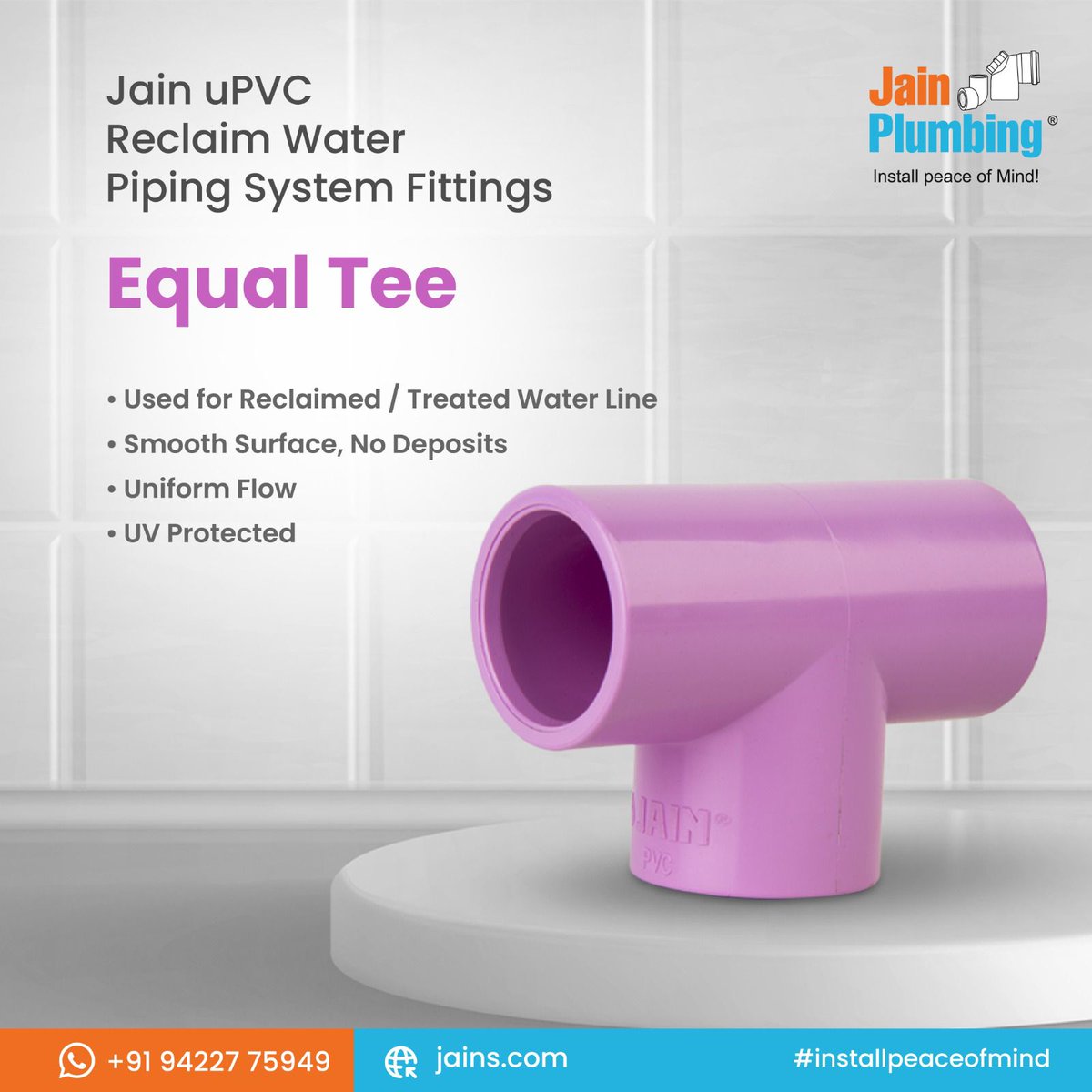 Transform your plumbing game with Jain Plumbing's Equal Tee! Say goodbye to clogs and hello to smooth, efficient flow for your reclaimed or treated water lines. Built to last with UV protection, it's the epitome of reliability and quality.🚀#jainplumbing  #plumber #fittings