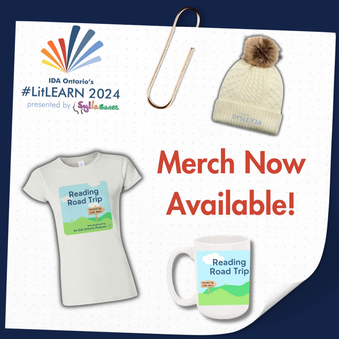 IDA_Ontario's tweet photo. 🎉Attention #LitLearn2024 attendees!
Don't miss out on ordering your merch! Order before April 12 and pick up at the conference.
*Pre orders only - no stock at the conference
From #ReadingRoadTrip swag to Archerisms and IDA Ontario accessories, check the app to take a look! https://t.co/Q9YGvk9WOS