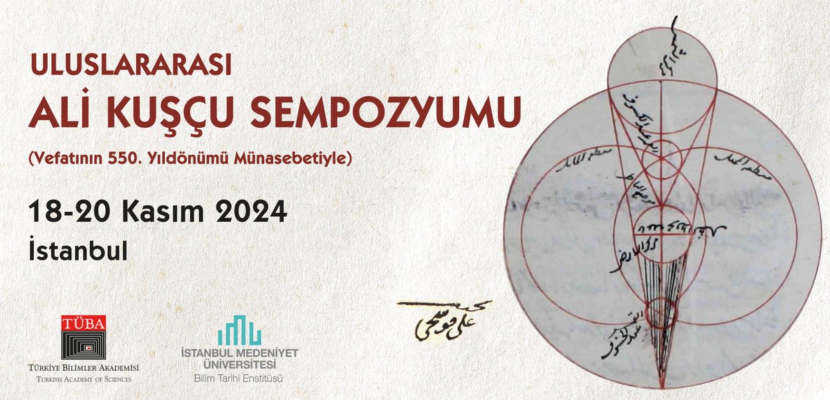 TUBAakademi's tweet image. Uluslararası Ali Kuşçu Sempozyumu Bildiri Çağrısı

🗓️1⃣8⃣-2⃣0⃣ Kasım 2⃣0⃣2⃣4⃣
⏳Özet Gönderimi için Son Tarih:  1⃣5⃣ Haziran 2⃣0⃣2⃣4⃣
🤝#TÜBA, @istmedeniyet 
🔗Detaylar: bit.ly/43MQs0Q
