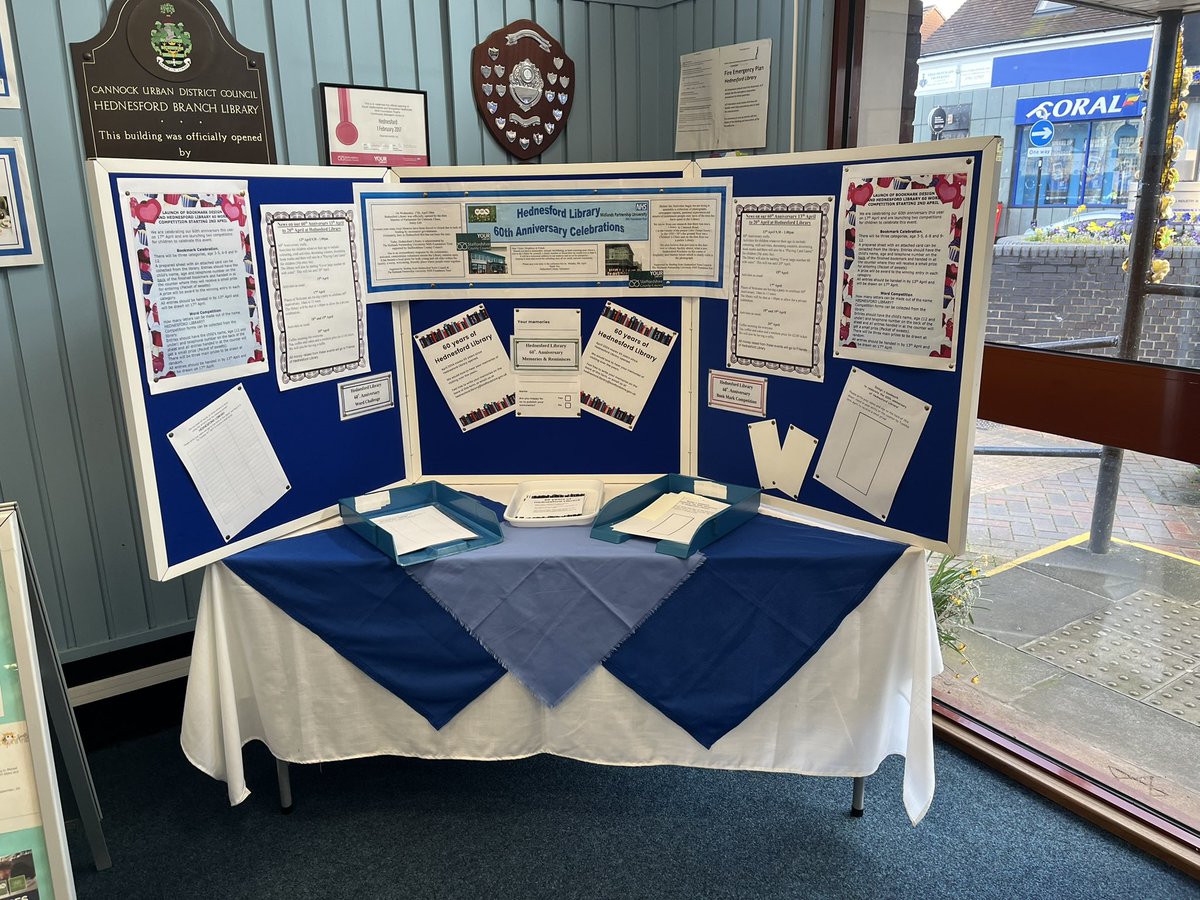 Preparations are now in full swing for us to celebrate the sixtieth anniversary of Hednesford Library opening in 1964. Pop in to the library and check out our display in the foyer to learn more about what we have planned… #SixtyYearsOfHednesfordLibrary