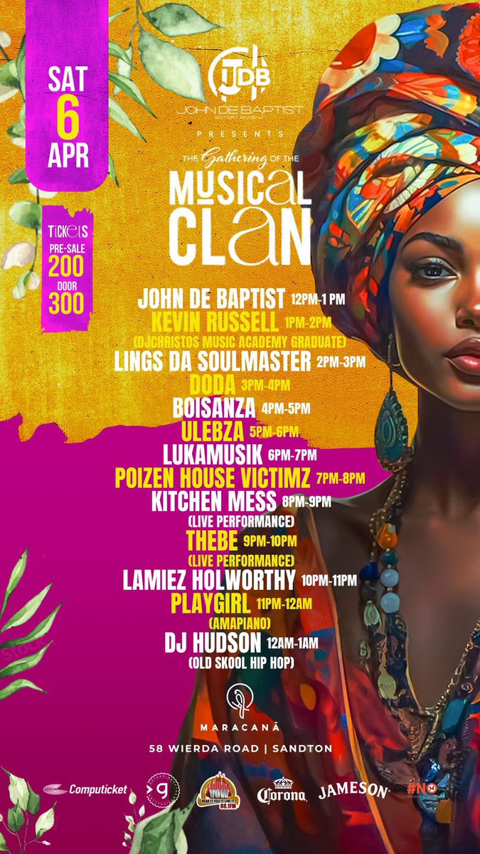 DeBaptistSA's tweet photo. 06 April 2024
It's an experience you won't want to miss!
Get Ur Tickets : https://t.co/E2nb8BOePb
#gatheringofthemusicalclan #GoTMC #goodvibes #DayTimeVibes #DayTimeFun https://t.co/RvMBf4itOR