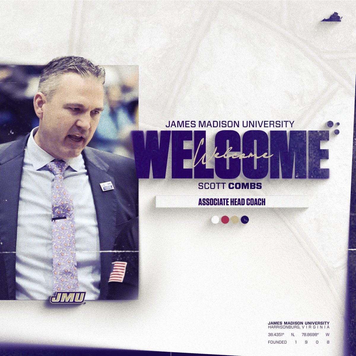 Let's welcome Scott Combs, our new associate head coach, to the Valley! #GoDukes | @Scotty_F_Combs