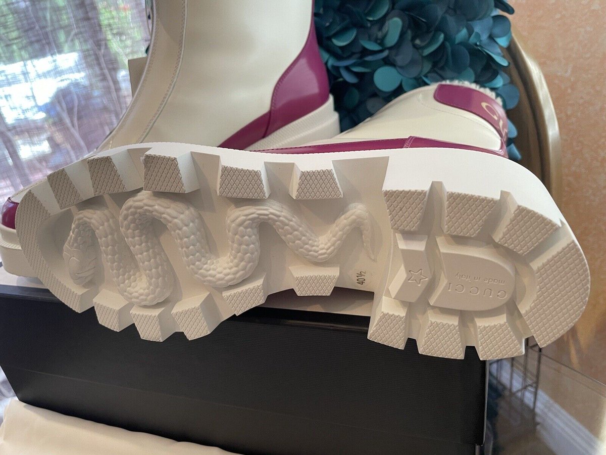 jaydarwinh's tweet image. Gucci Magnum Calf Women&apos;s Fur Lined White/Pink Sneaker Boots