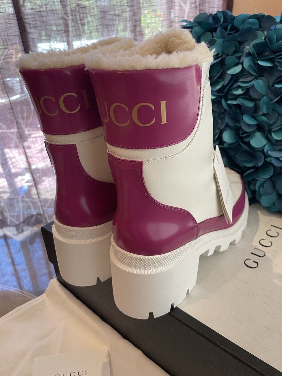 jaydarwinh's tweet image. Gucci Magnum Calf Women&apos;s Fur Lined White/Pink Sneaker Boots