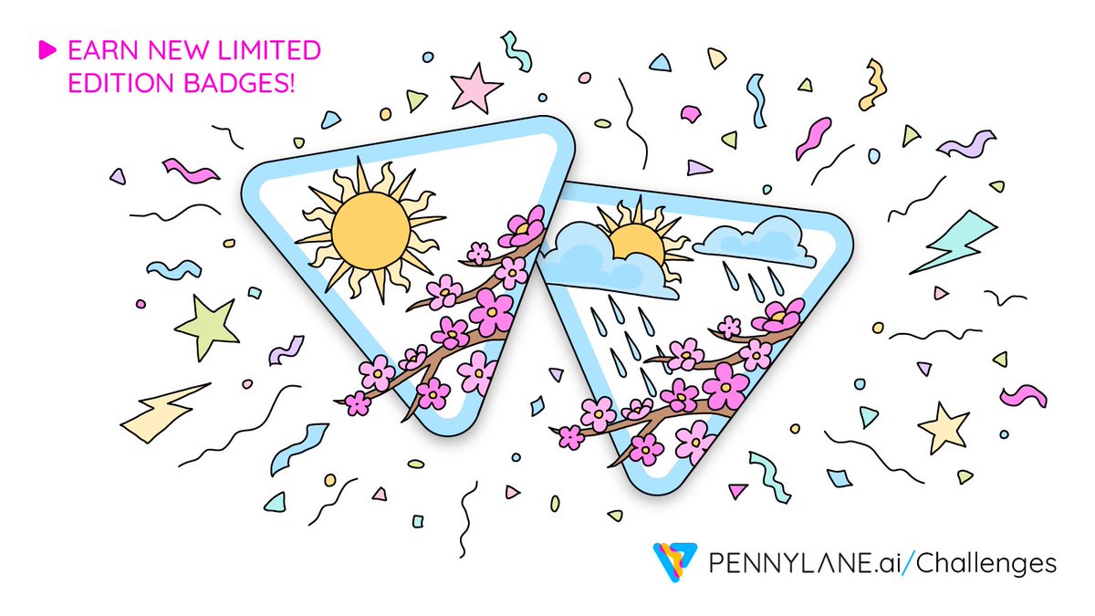 Understanding quantum programming doesn't happen overnight. You've worked hard 💪 Showcase your skills in our Spring PennyLane Badge Challenge. From April 11-30, complete challenges & earn limited edition badges for your PL profile ✨ Create an account👇 auth.cloud.pennylane.ai/u/signup?state…