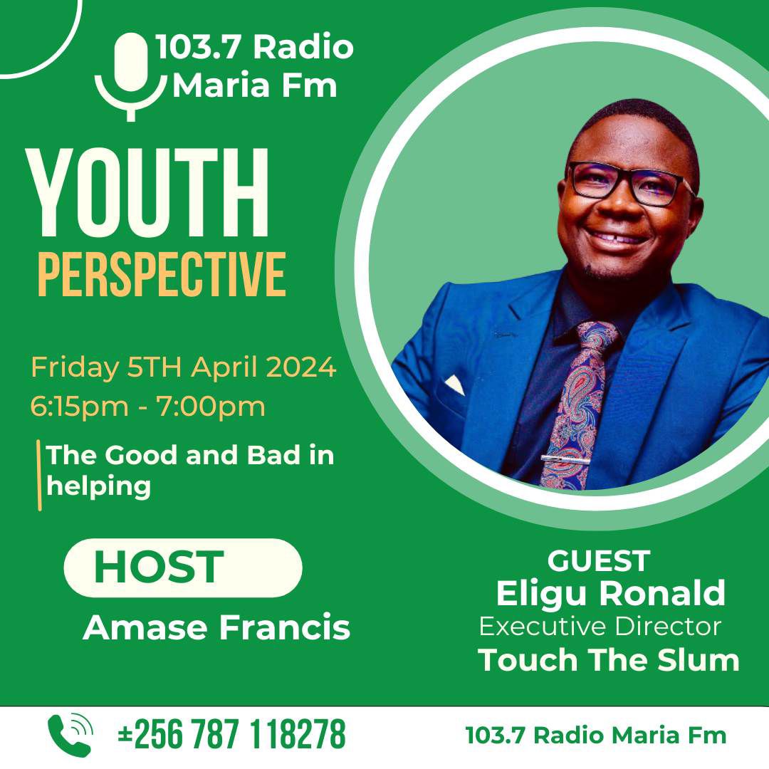 Our Executive Director, @EliguRonald, is sharing insights on @radiomaria 103.7_FM #YouthPerspective show discussing
Topic: 'The Good and Bad in helping.' Join the conversation! #TouchTheSlum #Namuwongo #TenEighteen #RadioMaria