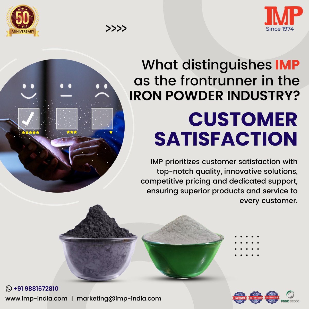 PowdersMetal's tweet image. Discover the IMP difference in the iron powder industry!
🌐 imp-india.com
.
.
.
#customersatisfaction #ironpowder #quality #innovation #dedication #manufacturing #industry #engineering #metal #materials #technology #innovativesolutions #competitivepricing #support #imp
