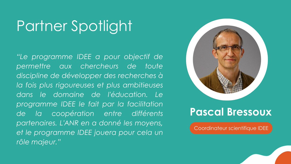 #PartnerSpotlight | Pascal Bressoux est coordinateur scientifique du programme IDEE et  professeur de sciences de l’éducation à @UGrenobleAlpes.

💬 Pourquoi le programme IDEE vous semble important ?