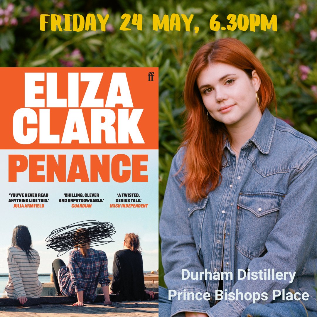 We are BEYOND EXCITED to be welcoming the brilliant @fancyeliza to Durham, celebrating the paperback publication of Penance, her blistering and masterfully meta second novel. Friday 24th May, 6.30pm Durham Distillery, 30-31 Prince Bishops Place, DH1 3UL