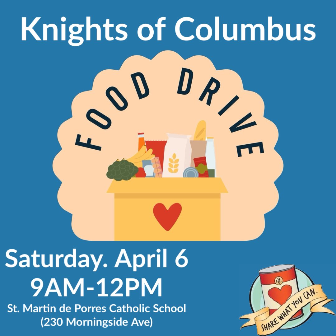 Knights of Columbus Food Drive in support of Malvern Aboriginal Child and Family Centre. Sat. Apr 6, 2024 from 9AM-12PM St. Martin de Porres Catholic School (230 Morningside Ave) #FoodDrive #Scarborough #ScarbTO #giveback #communitysupport