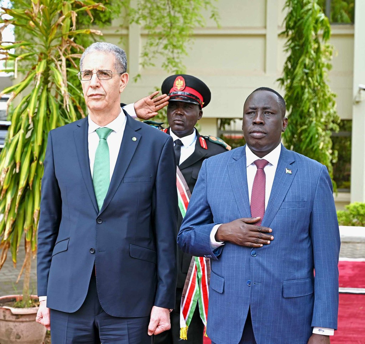 The President of the Republic of South Sudan, H.E Salva Kiir Mayardit received letters of credence from the non-resident Ambassador of Algeria to Juba H.E MAHI Boumediene in a formal ceremony at the Government General Secretariat on April 4, 2024.