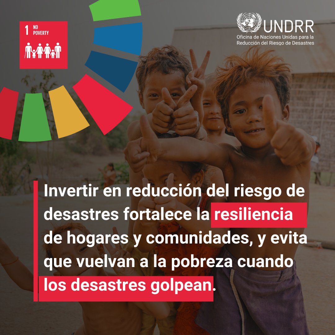 🗣️Los desastres amenazan con arrebatar los avances y progresos en el desarrollo hacia los #ODS. El #MarcoDeSendai promueve la protección social y la reducción de los impactos de los desastres, así como las pérdidas económicas, disminuyendo la pobreza.