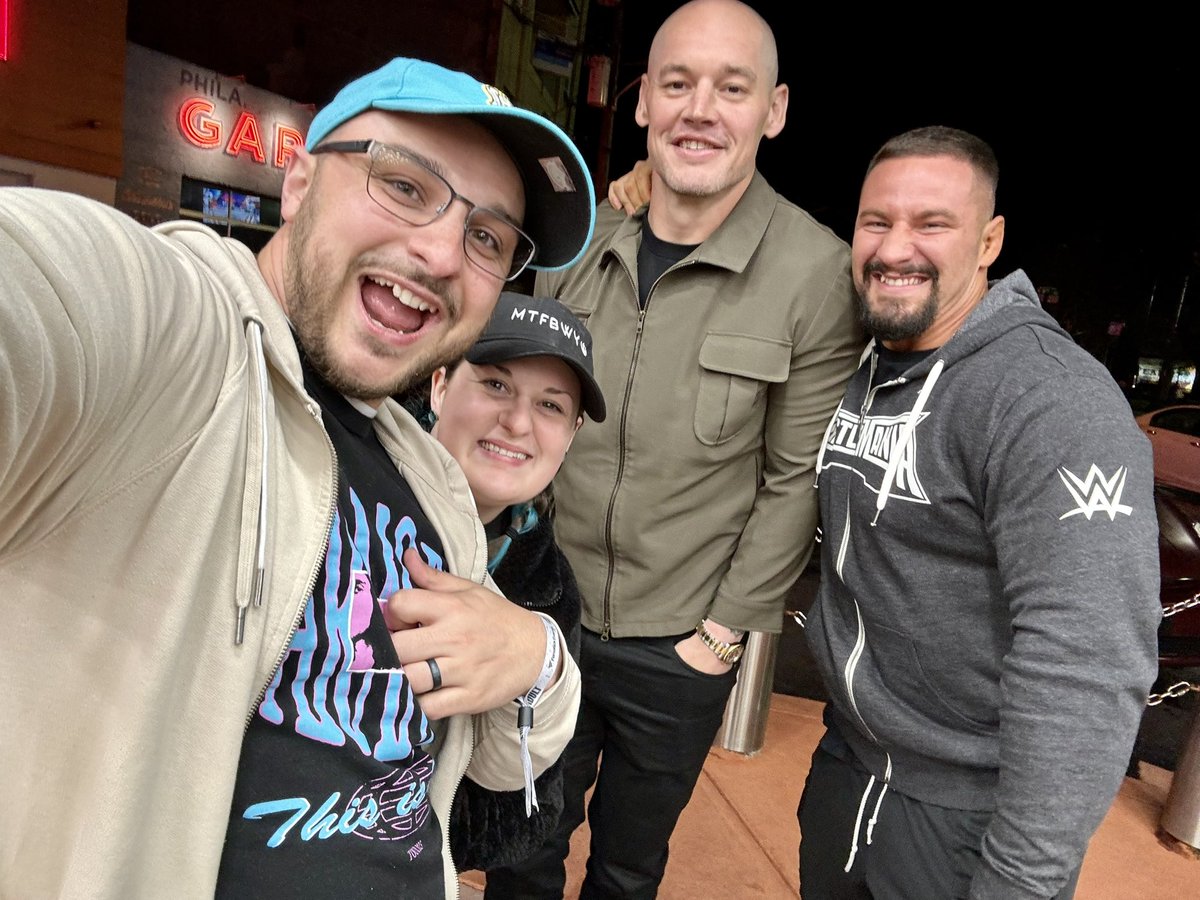 While getting a cheesesteak last night we ran into this dynamic duo, <a href="/BaronCorbinWWE/">Corbin</a> &amp; <a href="/bronbreakkerwwe/">Bronson Steiner</a>! Thanks for the pic and the laughs! You both could be in a Stepbrothers sequel 😂