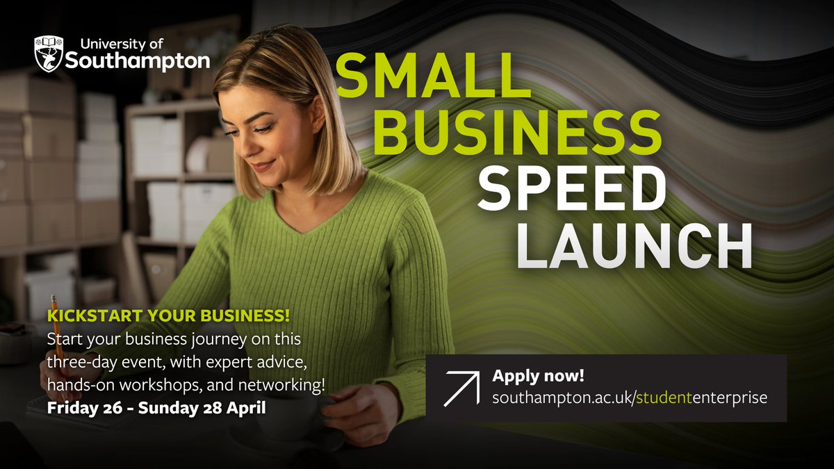 Are you a University of Southampton student or recent graduate with a business idea that you're ready to launch? The Small Business Speed Launch takes place on 26th - 28th April offering expert advice, workshops & networking. Find out more and apply: southampton.ac.uk/careers/studen…