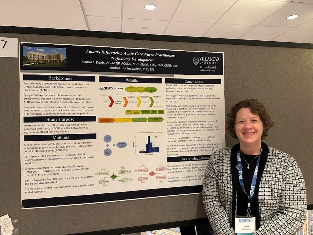 Caitlin Donis @VUNursing #PhD #student presented a poster this morning at @ENRS_Science #ENRS2024. The team looked at factors influencing acute care NP's proficiency development. Another highlight 🥁...she'll be defending her dissertation on MONDAY with Chair @MichelleMKelly1