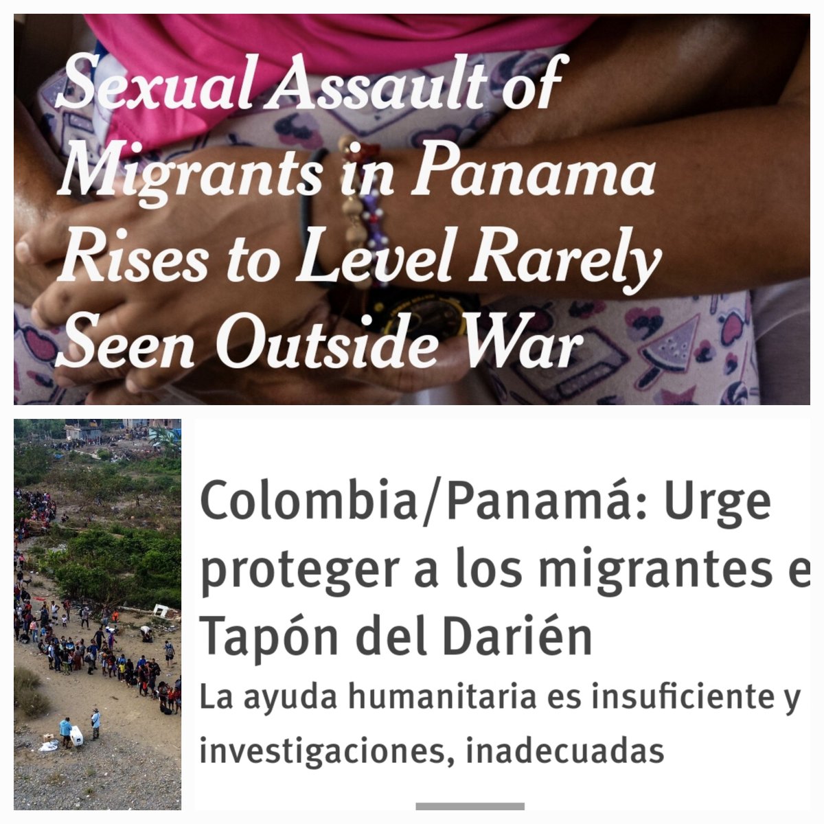 El @nytimes @julieturkewitz dice que la violencia sexual en el Tapón del Darién como la de una guerra. Y @hrw pide a Colombia y Panamá que hagan algo, explica hoy en @Yestonoestodo el subdirector para las Américas, @JuanPappierHRW. Óigalo aquí; youtube.com/watch?v=ZdJB7g…