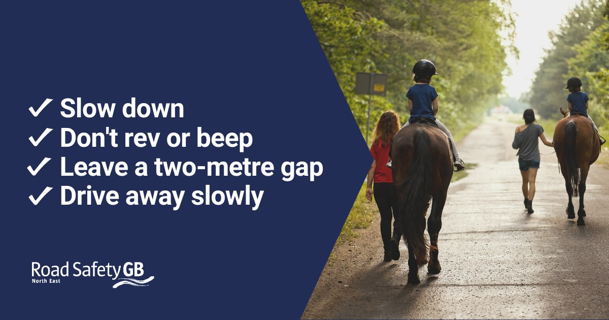 Drivers, do you know how to safely pass a horse rider? 🏇 🚗 Read more road safety advice on the British Horse Society website: bhs.org.uk/our-work/safet…