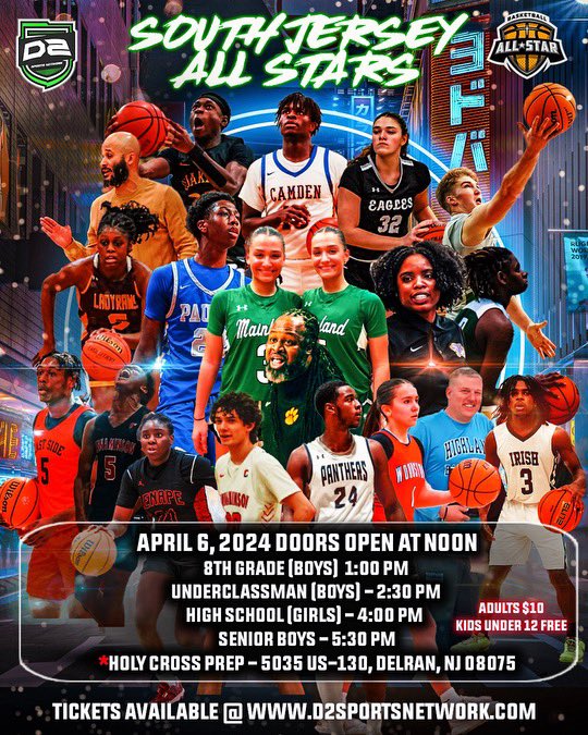The first annual D2 Sports Network all-star basketball showcase will take place tomorrow, Saturday, April 6th at Holy Cross Preparatory Academy in Delran, New Jersey. The event will feature All-South Jersey selections, Division I and II prospects, and fun for the entire family!