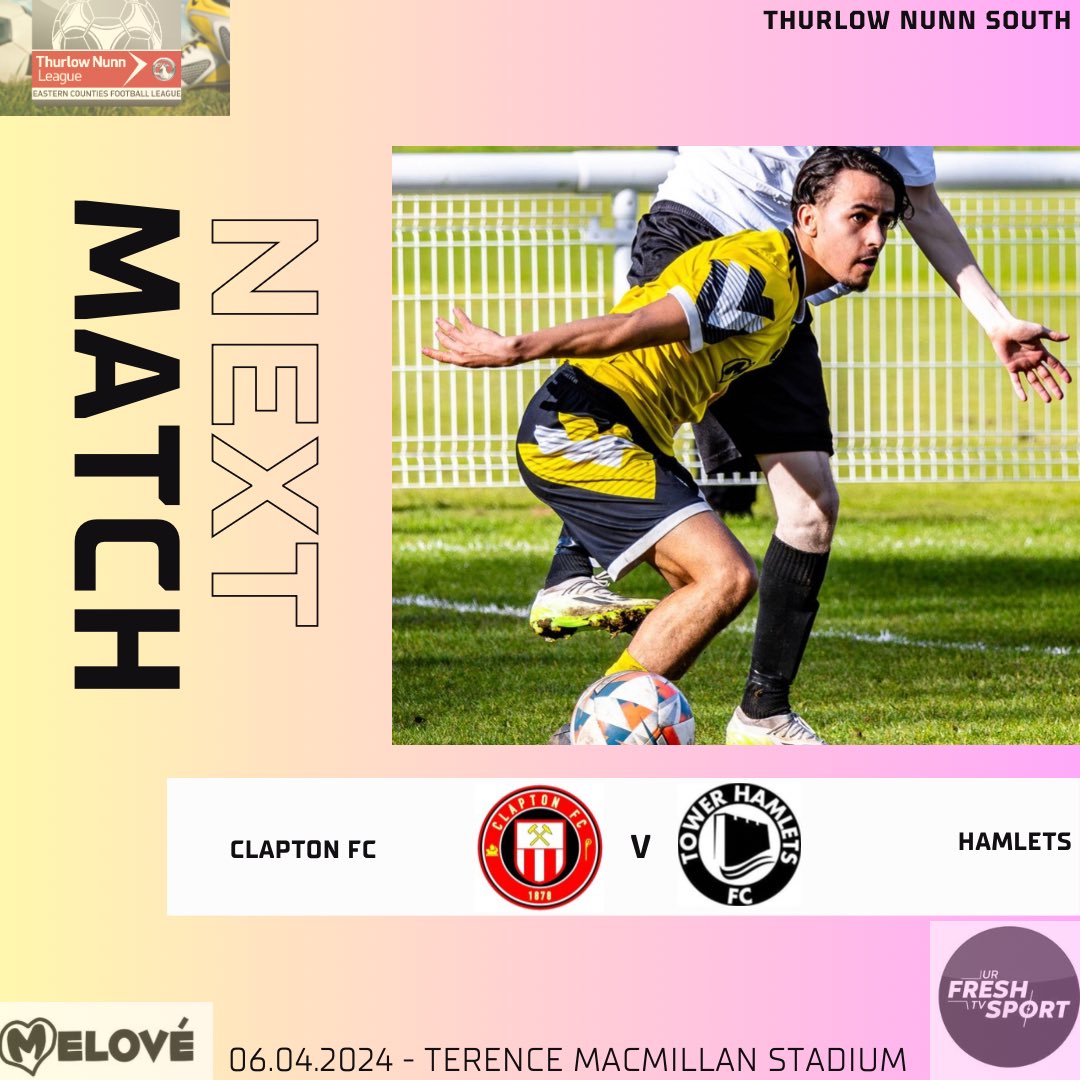 NEXT UP Another East London derby this time against @ClaptonFootball tomorrow afternoon. 🏟️ Terence MacMillan Stadium 📅 April 6th ⏰ 3pm KO 🎟️ £5