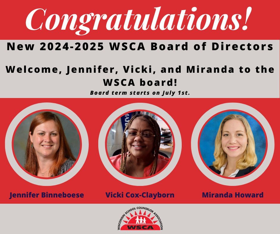 WSCA is thrilled to welcome new members Jennifer, Vicki, and Miranda to the 2024-2025 Board of Directors!