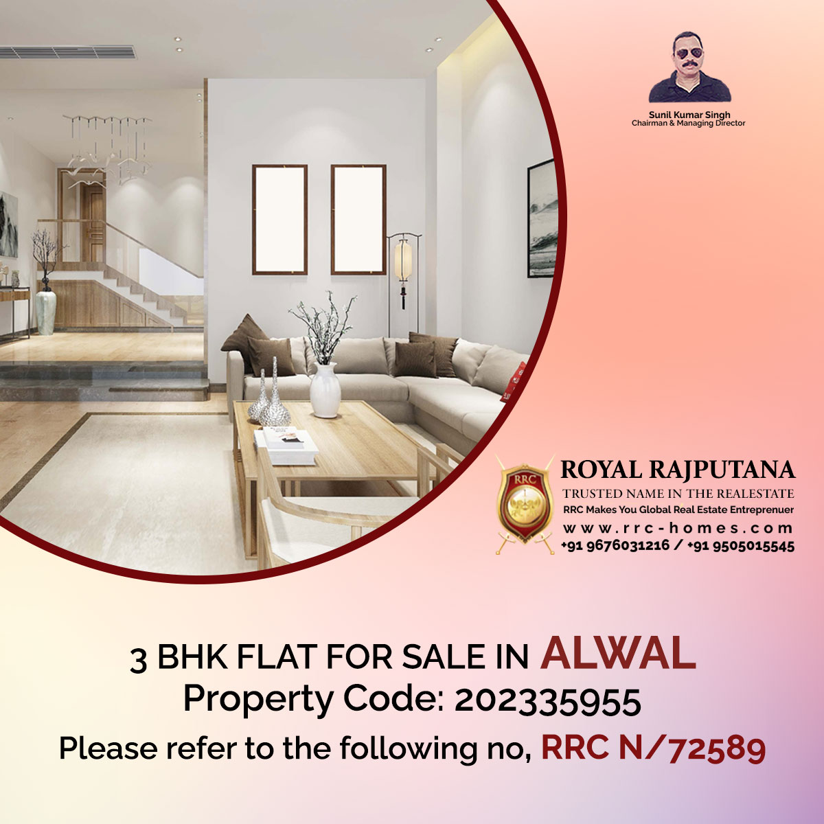 3 BHK FLAT FOR SALE IN ALWAL
Property Code: 202335955
Please refer to the following no, RRC N/72589 

#royalrajputana #royalrajputanahomes #rrc #rrchomes #sale #lease #rent #propertyservices #properties #aboutrrc #3BHK #flat #alwal #propertycode