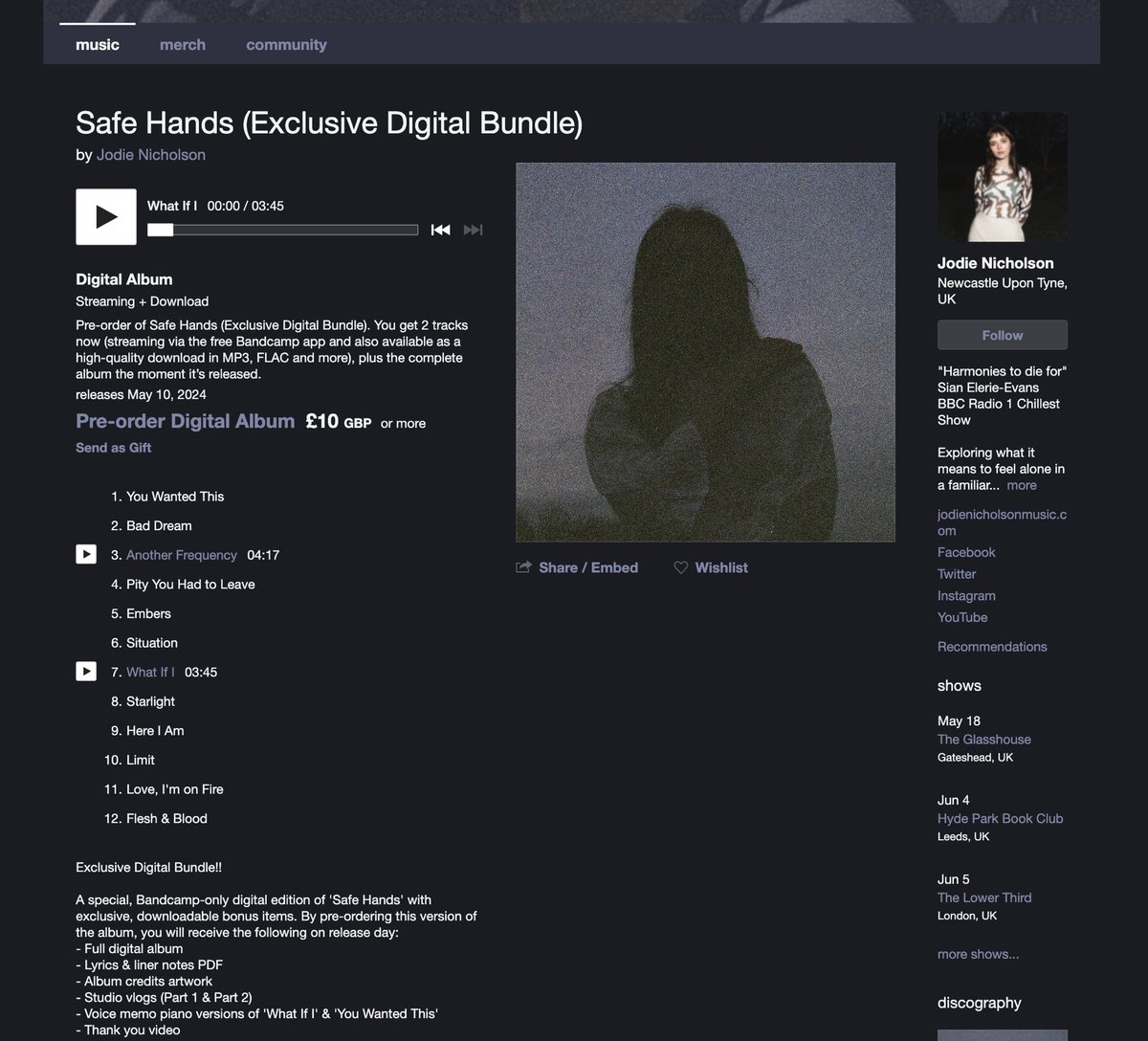 Happy #BandcampFriday!! To celebrate this month’s BF, I’ve launched a very special, digital bundle for my upcoming album ‘Safe Hands’, available only on Bandcamp! It includes vlogs, lyrics & voice memos to bring you closer to the music 🥹 Pre-order now: jodienicholson.bandcamp.com/album/safe-han…