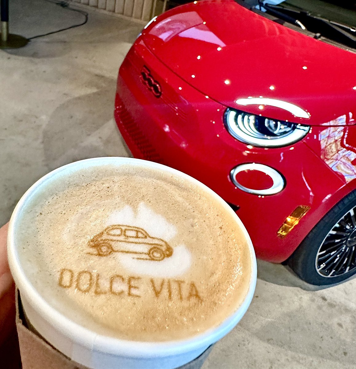 How else would one start the day on the @fiat 500e first drive?